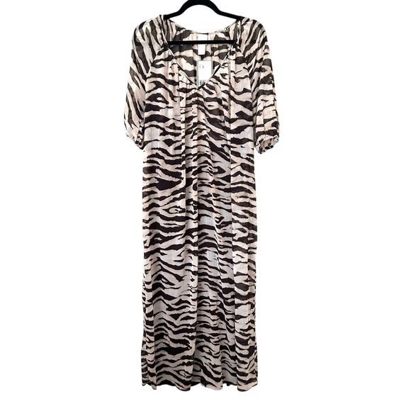 H&M Zebra Print Chiffon Midi Dress NWT XS - Picture 3 of 8